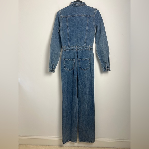 Alloy Apparel Tall Dalya Distressed Denim Long Sleeve Jumpsuit Cotton Blend Sz S - Picture 4 of 16